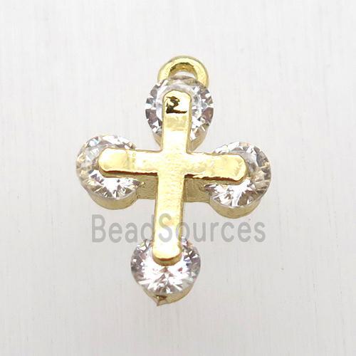 copper cross pendant paved zircon, gold plated