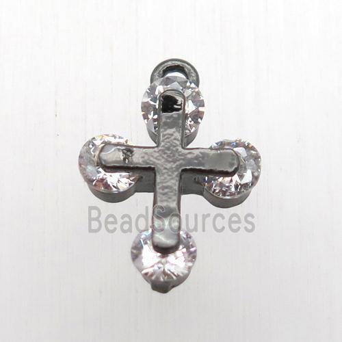 copper cross pendant paved zircon, black plated