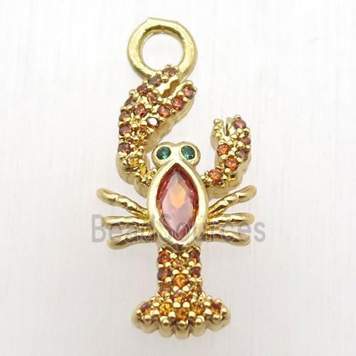 ccopper crab pendant paved zircon, zodiac, gold plated