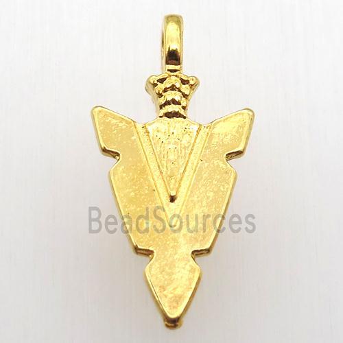 copper arrowhead pendant, gold plated