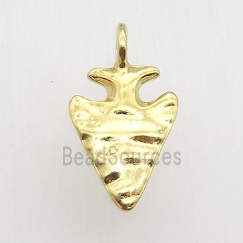 hammered copper arrowhead pendant, gold plated