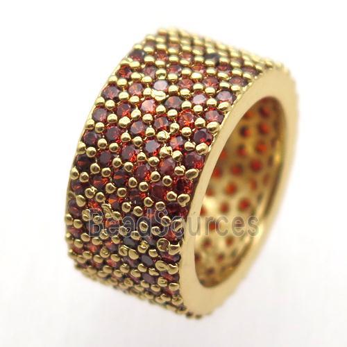 copper Ring paved zircon, gold plated