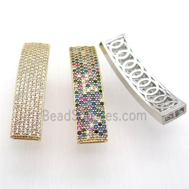 copper rectangle beads paved zircon, mixed color