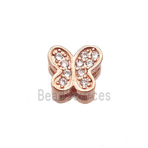 copper butterfly beads paved zircon, rose gold