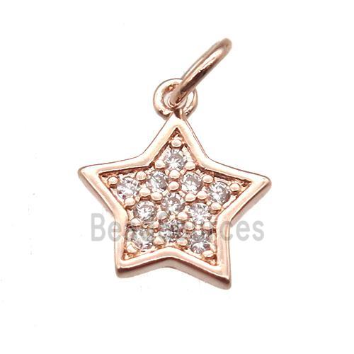 copper star pendant paved zircon, rose gold