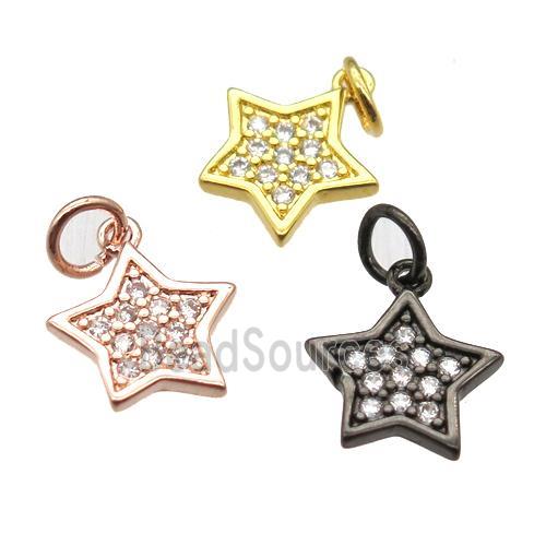 copper star pendant paved zircon, mixed color