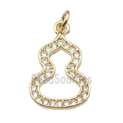 copper cucurbit pendant paved zircon, gold plated