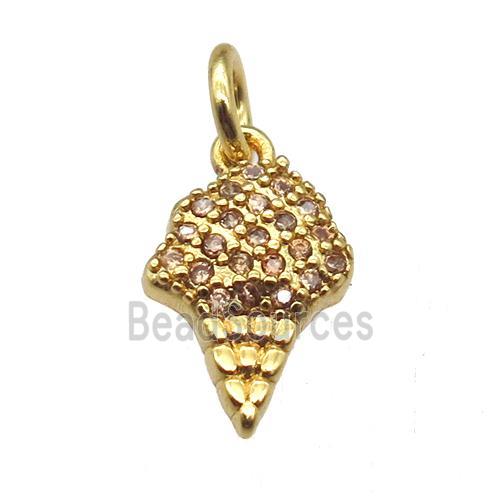 copper IceCream pendant paved zircon, gold plated