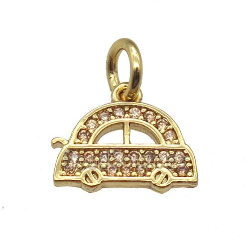 copper car pendant paved zircon, gold plated