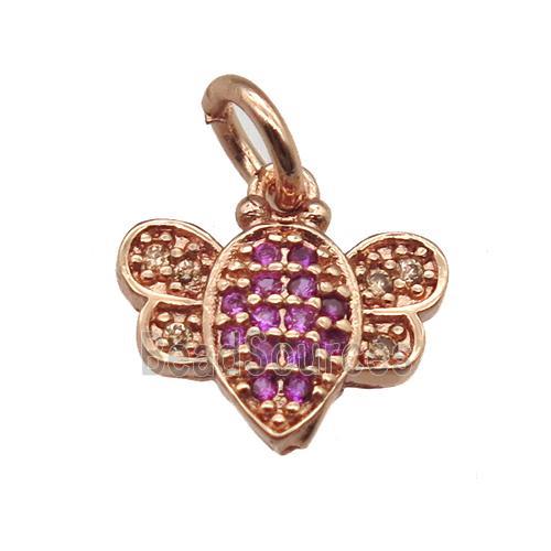 copper honeybee pendant paved zircon, rose gold