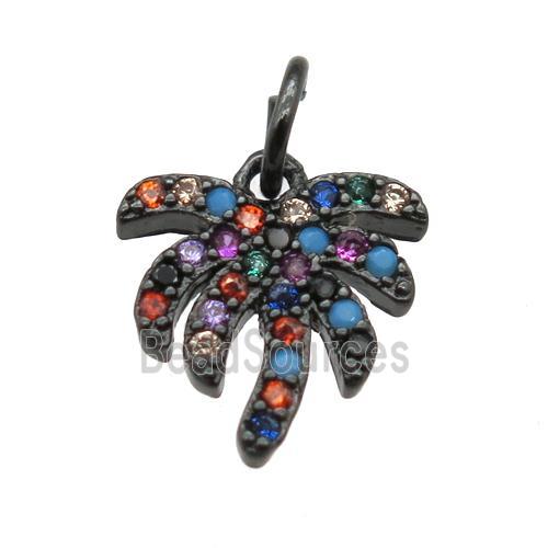 copper coconut-tree pendant paved zircon, black plated