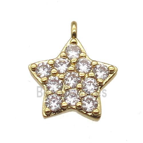 copper star pendant paved zircon, gold plated