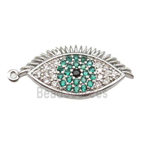 copper eye pendant paved zircon, platinum plated