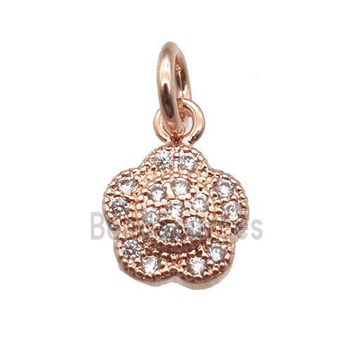 copper flower pendant paved zircon, rose gold