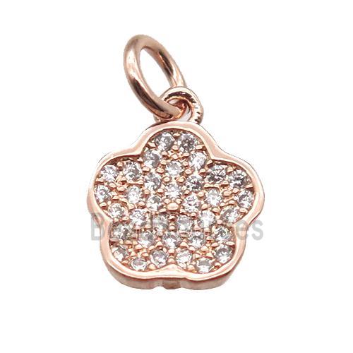 copper flower pendant paved zircon, rose gold