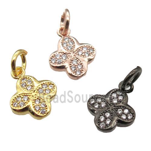 copper clover pendant paved zircon, mixed color