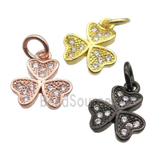 copper clover pendant paved zircon, mixed color