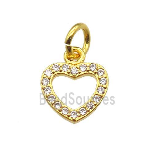 copper heart pendant paved zircon, gold plated