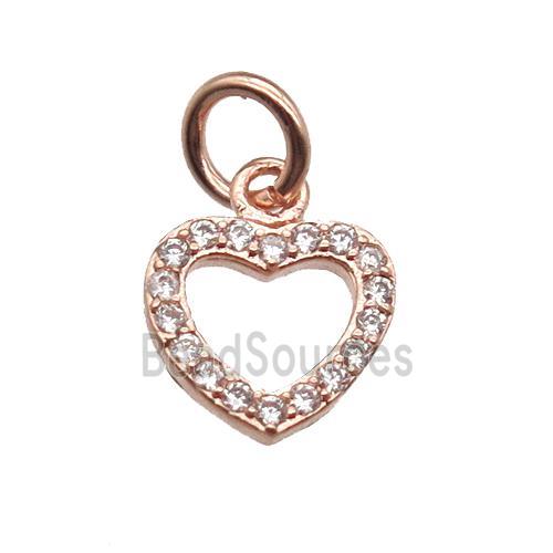 copper heart pendant paved zircon, rose gold