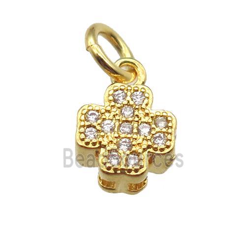 copper cross pendant paved zircon, gold plated