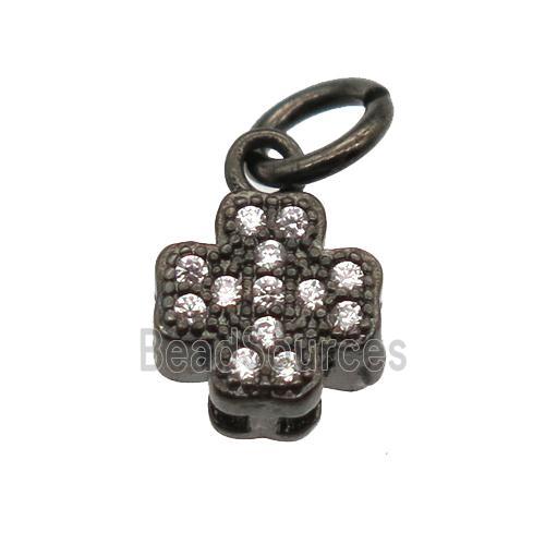 copper cross pendant paved zircon, black plated