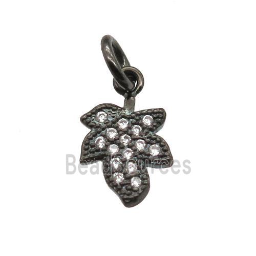 copper leaf pendant paved zircon, black plated