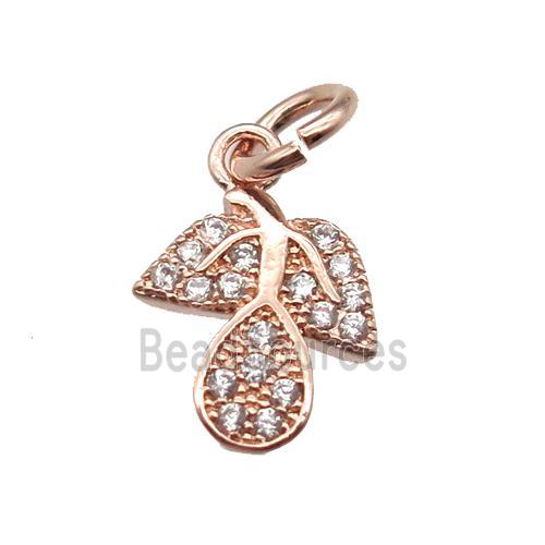 copper leaf pendant paved zircon, rose gold