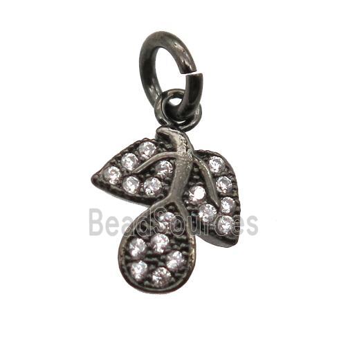 copper leaf pendant paved zircon, black plated