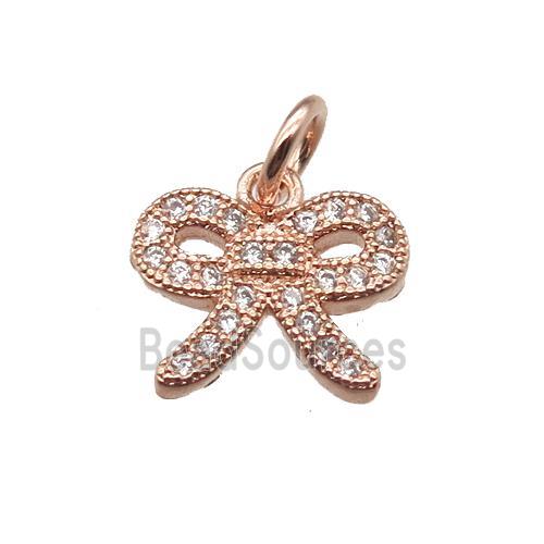 copper knot pendant paved zircon, rose gold