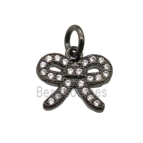 copper knot pendant paved zircon, black plated