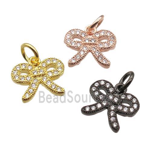 copper knot pendant paved zircon, mixed color