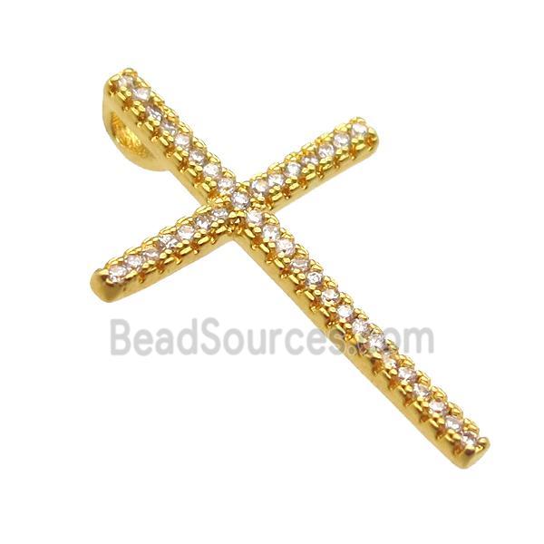 copper cross pendant paved zircon, gold plated