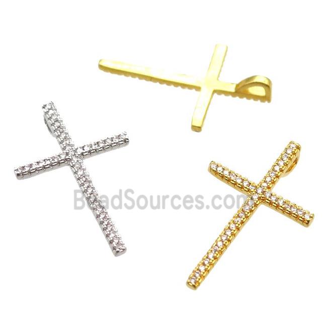 copper cross pendant paved zircon, mixed