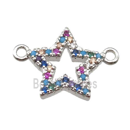 copper star pendant paved zircon, platinum plated