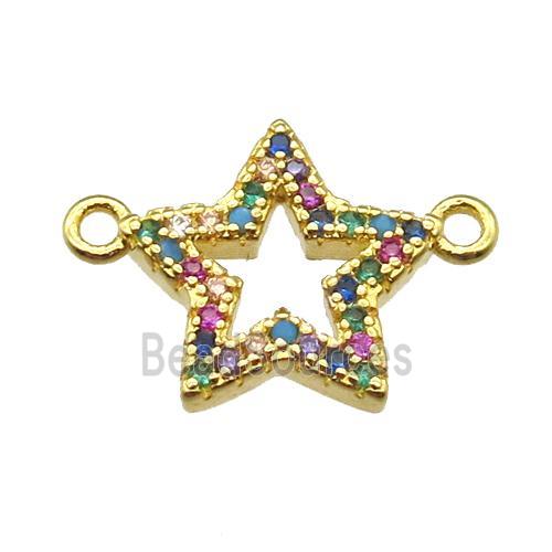 copper star pendant paved zircon, gold plated