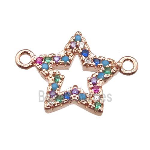 copper star pendant paved zircon, rose gold