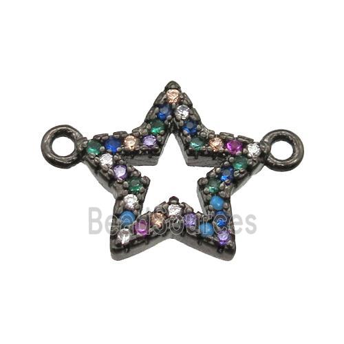 copper star pendant paved zircon, black plated