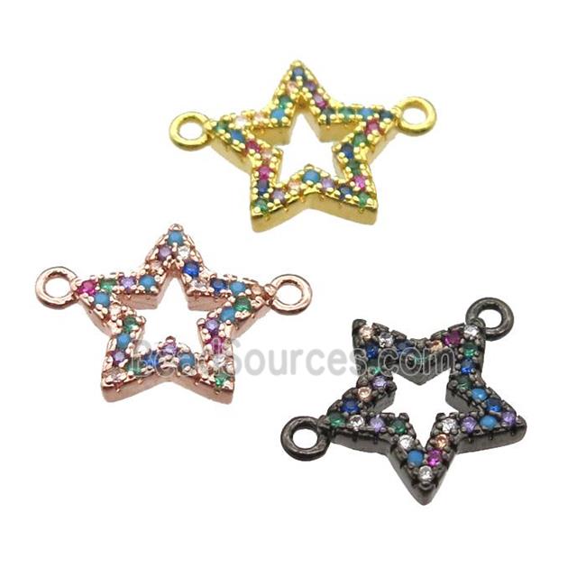 copper star pendant paved zircon, mixed color