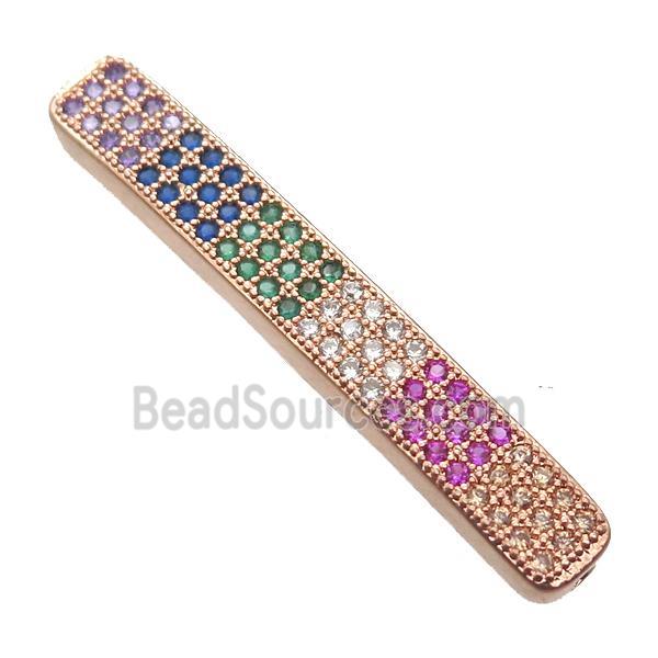 copper tube beads paved zircon, rose gold