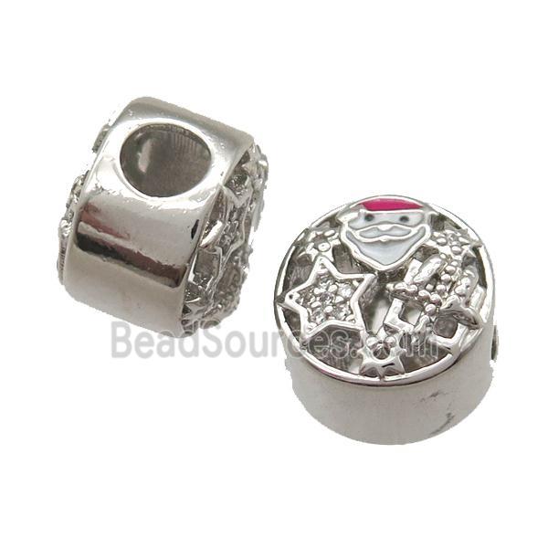 European Style copper beads paved zircon, platinum plated