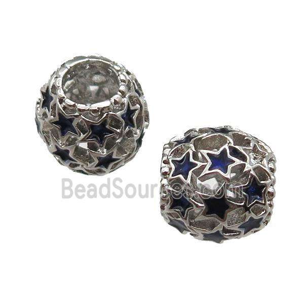 European Style copper barrel beads, Enameling, platinum plated