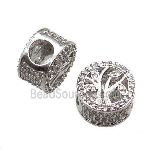 European Style copper beads paved zircon, platinum plated