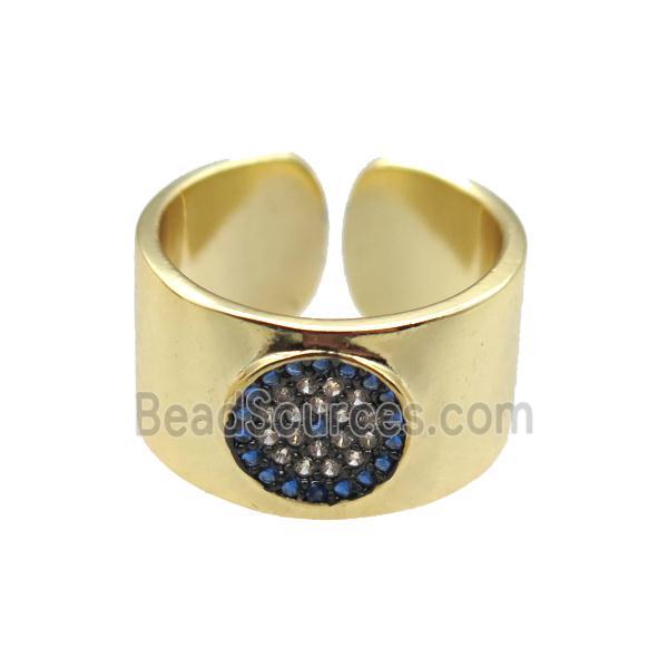 copper ring paved zircon, gold plated