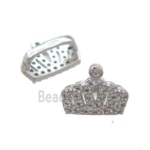 copper crown beads paved zircon, platinum plated