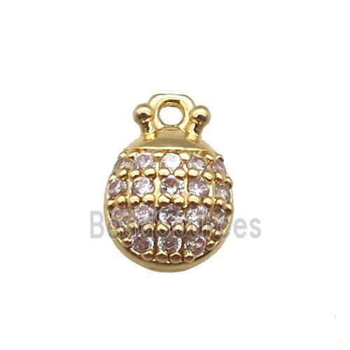 copper beetle pendant paved zircon, gold plated