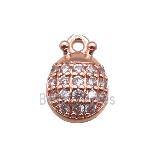 copper beetle pendant paved zircon, rose gold