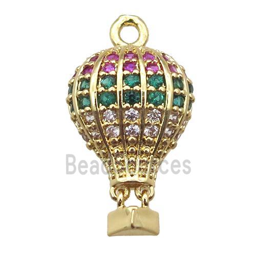 copper balloon pendant paved zircon, gold plated