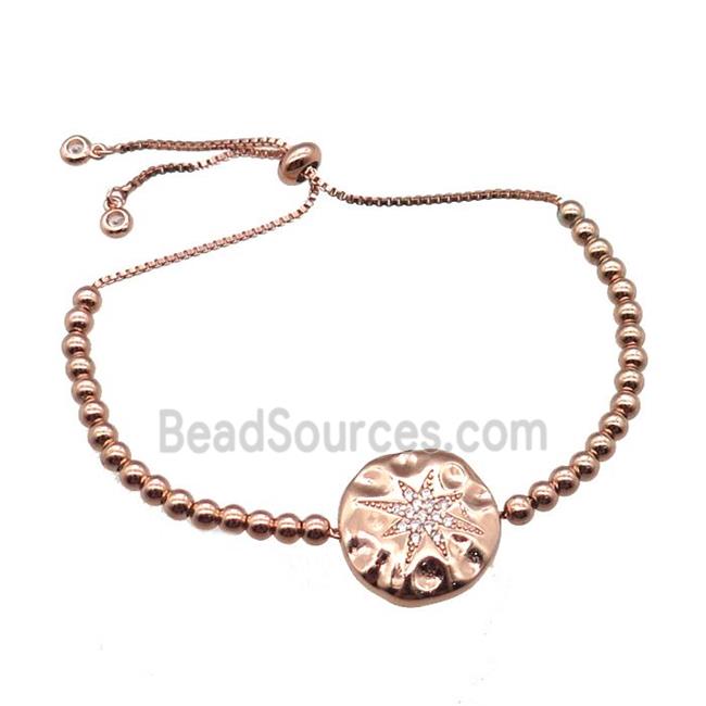 copper bracelet paved zircon, rose gold