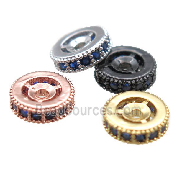 copper spacer beads paved zircon, heishi, mixed color