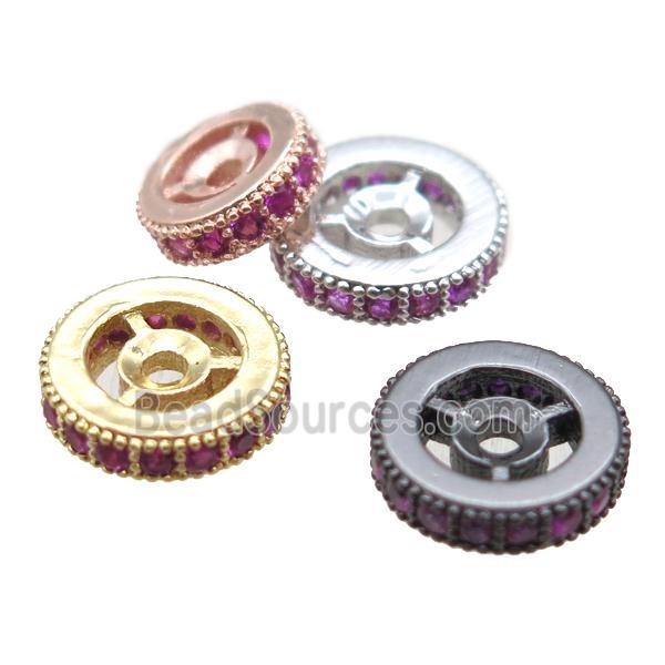 copper spacer beads paved zircon, heishi, mixed color